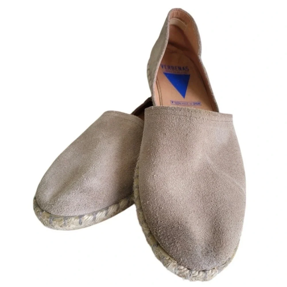 Verbenas Carmen Women's EU 40 Taupe Suede Espadrille Flats Mediterranean